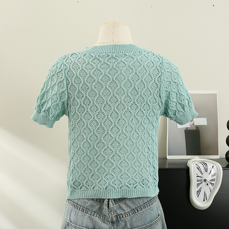 Áo Cardigan Dệt Kim Tay Ngắn Thiết Kế Mới Thời Trang Mùa Hè Dành Cho Nữ