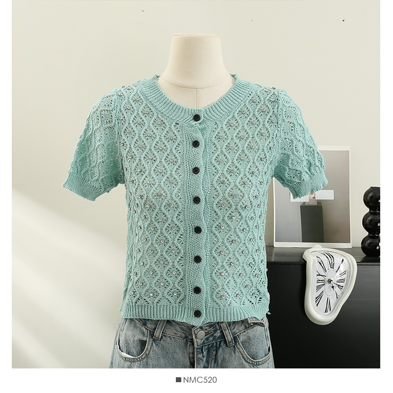 Áo Cardigan Dệt Kim Tay Ngắn Thiết Kế Mới Thời Trang Mùa Hè Dành Cho Nữ