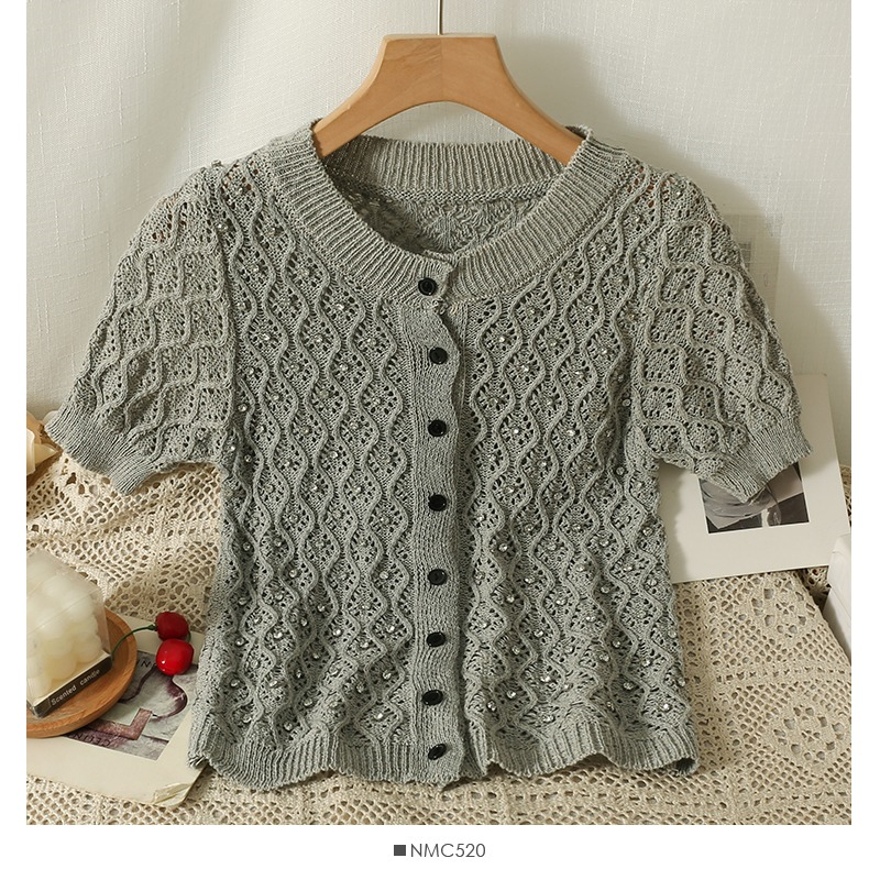 Áo Cardigan Dệt Kim Tay Ngắn Thiết Kế Mới Thời Trang Mùa Hè Dành Cho Nữ