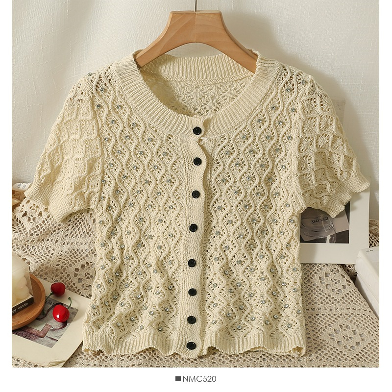 Áo Cardigan Dệt Kim Tay Ngắn Thiết Kế Mới Thời Trang Mùa Hè Dành Cho Nữ