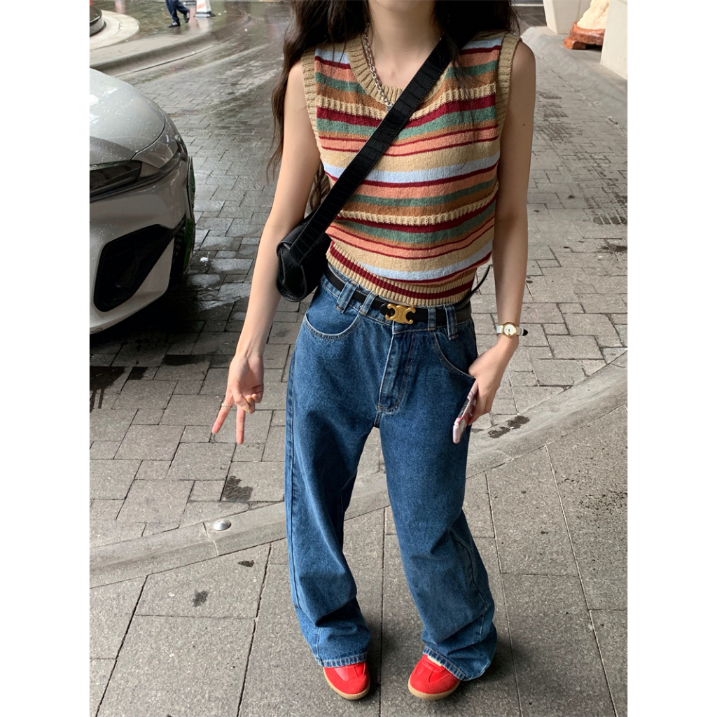 QADCOL Áo Dệt Kim Không Tay Dáng Ôm Màu Sắc Ngọt Ngào Thời Trang Mùa Hè Cho Nữ