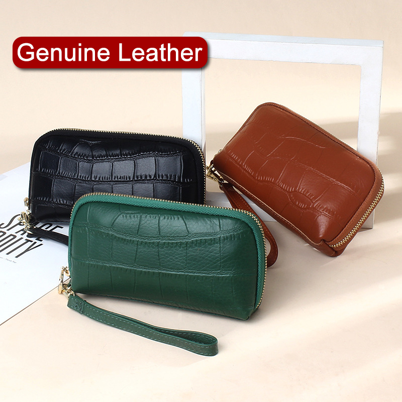 Ví Da Thật Dáng Dài Sức Chứa Lớn Có Khóa Kéo Thời Trang Cho Nữ