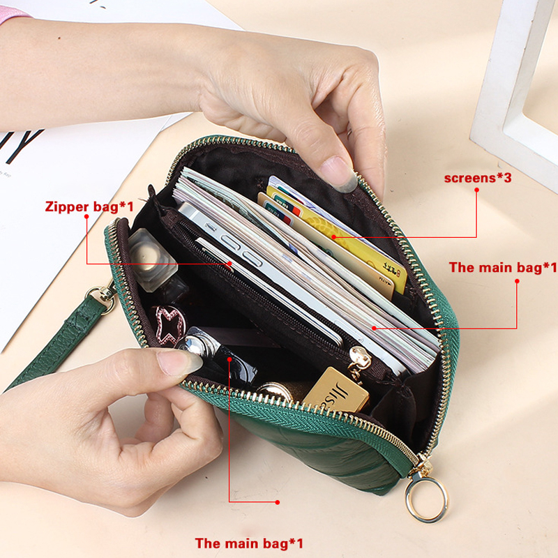 Ví Da Thật Dáng Dài Sức Chứa Lớn Có Khóa Kéo Thời Trang Cho Nữ