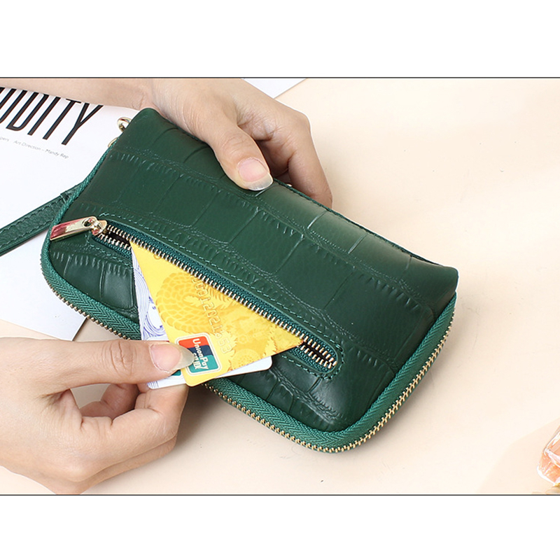 Ví Da Thật Dáng Dài Sức Chứa Lớn Có Khóa Kéo Thời Trang Cho Nữ