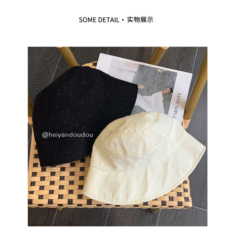 Mũ Bucket Mỏng Che Nắng Đính Nơ Màu Đen Trơn Dễ Phối Đồ Thời Trang Mùa Hè Cho Nữ