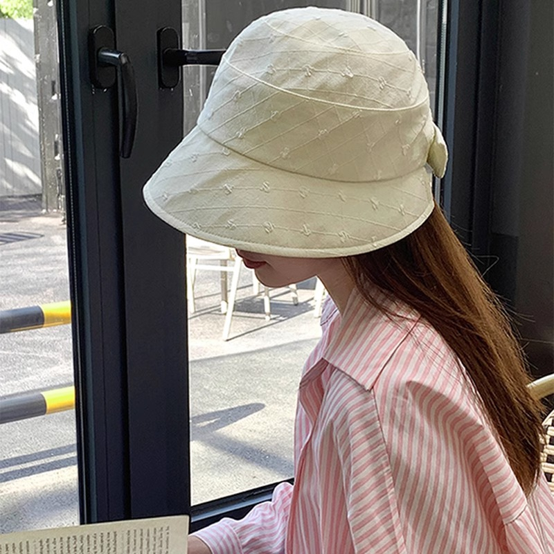 Mũ Bucket Mỏng Che Nắng Đính Nơ Màu Đen Trơn Dễ Phối Đồ Thời Trang Mùa Hè Cho Nữ