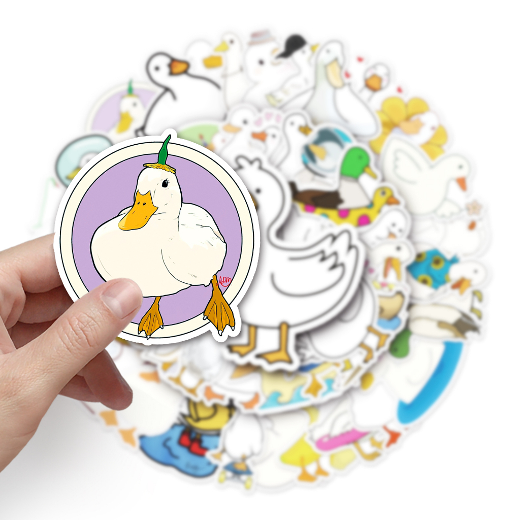 Bộ 50 Miếng Dán Trang Trí Xe Hơi Hình Vịt Vui Nhộn Chống Thấm Nước DIY