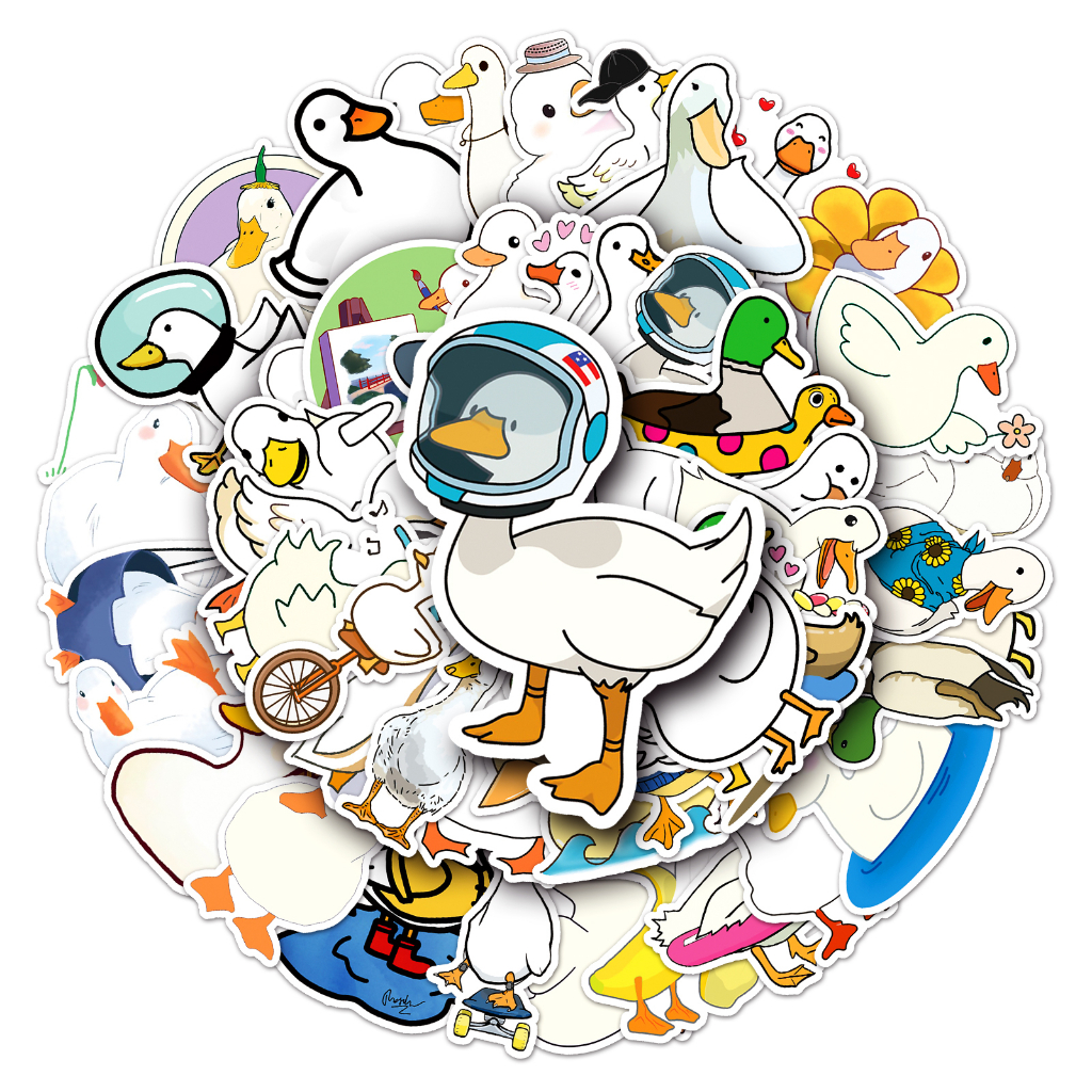 Bộ 50 Miếng Dán Trang Trí Xe Hơi Hình Vịt Vui Nhộn Chống Thấm Nước DIY
