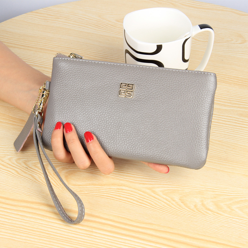 Ví Da Thật Cỡ Lớn Phối Khóa Kéo Thiết Kế Trẻ Trung Hợp Thời Trang Cho Bạn Gái