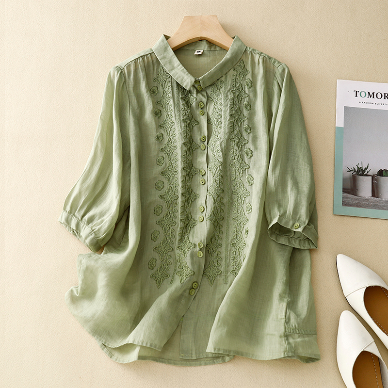 ☻ Áo Thun In Chữ Thời Trang Năng Động Cho Nữ ☻ Plus Áo Sơ Mi Nữ Thêu Hoa Phong Cách Vintage CAL2008