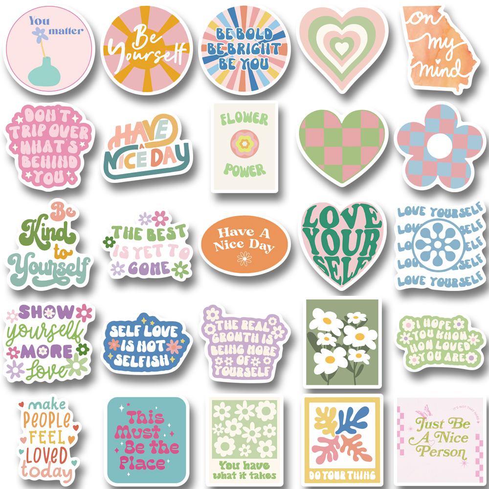 Bộ 50 Miếng Dán Trang Trí laptop / Điện Thoại Chống Thấm Nước Họa Tiết Danish Dễ Thương