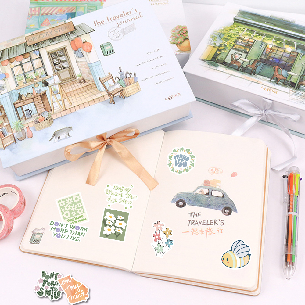 Bộ 50 Miếng Dán Trang Trí laptop / Điện Thoại Chống Thấm Nước Họa Tiết Danish Dễ Thương