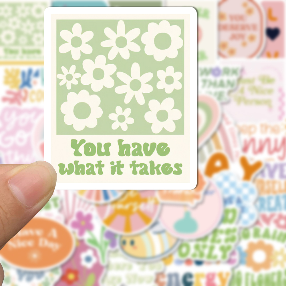 Bộ 50 Miếng Dán Trang Trí laptop / Điện Thoại Chống Thấm Nước Họa Tiết Danish Dễ Thương