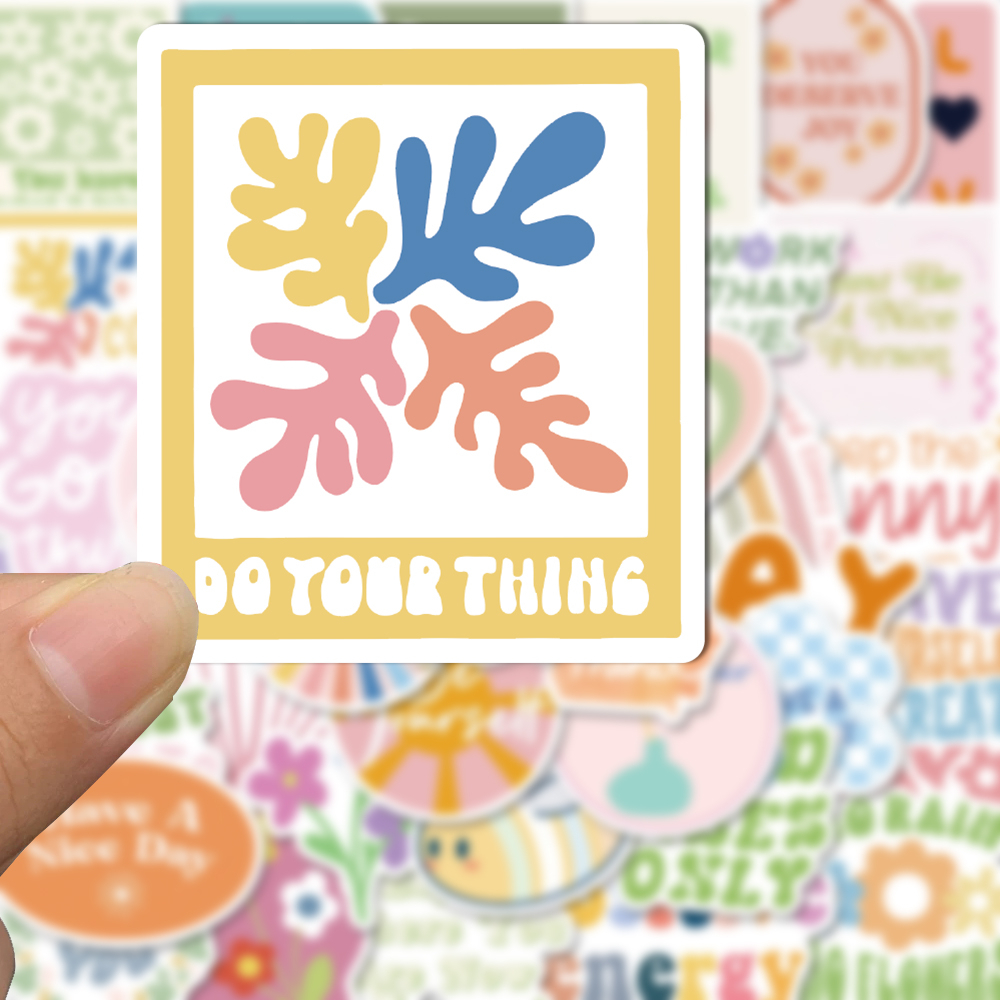 Bộ 50 Miếng Dán Trang Trí laptop / Điện Thoại Chống Thấm Nước Họa Tiết Danish Dễ Thương