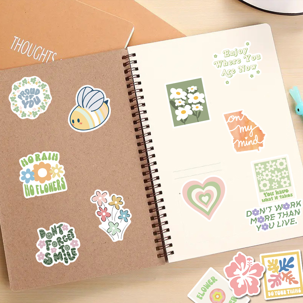 Bộ 50 Miếng Dán Trang Trí laptop / Điện Thoại Chống Thấm Nước Họa Tiết Danish Dễ Thương