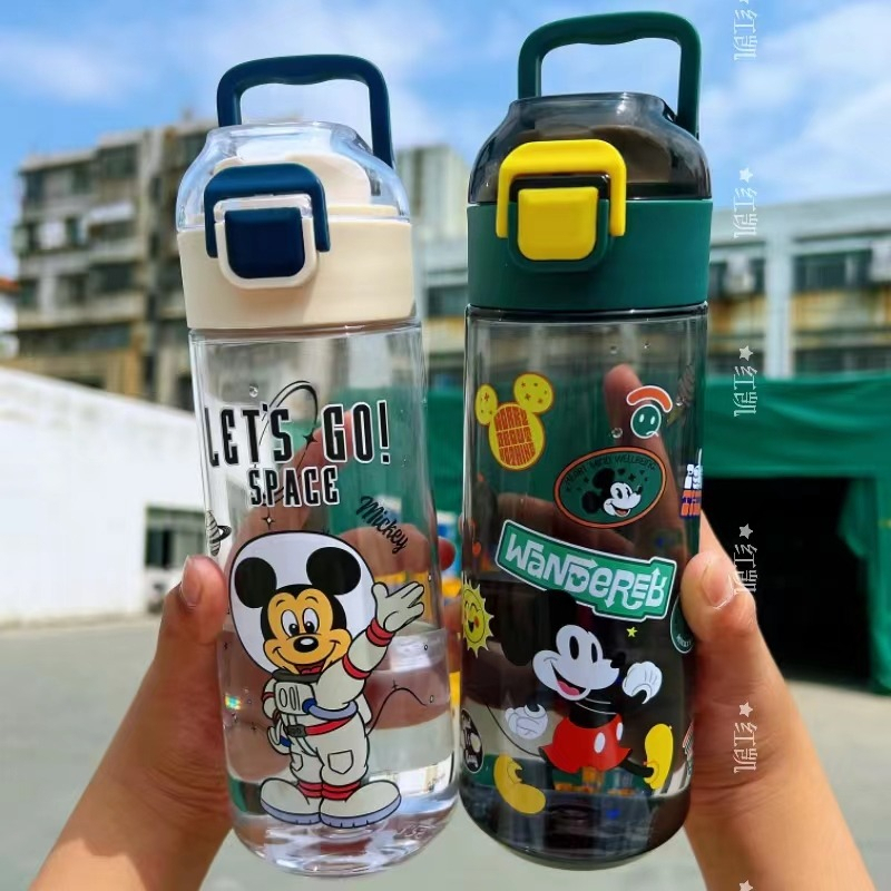 Bình nước thể thao cho bé thiết kế nhấn nút in hình hoạt hình Disney dung tích 470ml SPIDERMAN