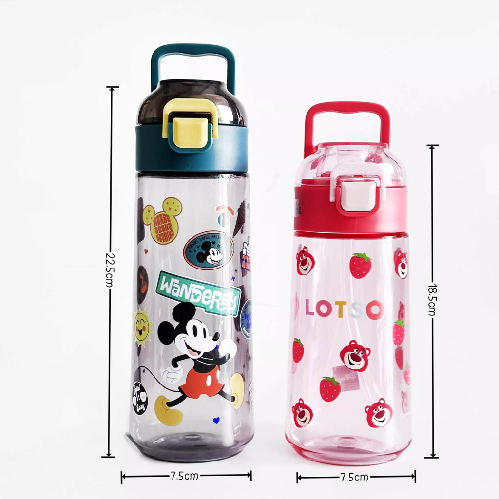 Bình nước thể thao cho bé thiết kế nhấn nút in hình hoạt hình Disney dung tích 470ml SPIDERMAN