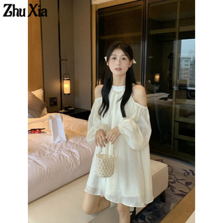 ZhuXia Đầm chữ A ZHUXIA dáng rộng cổ yếm thời trang 2023 dành cho nữ