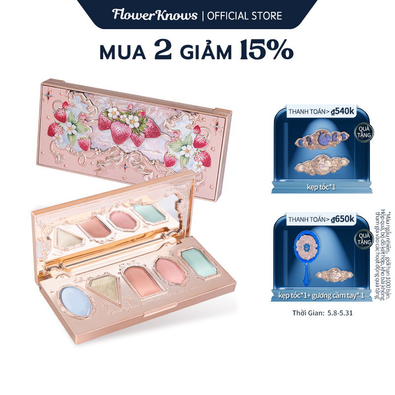 Flower Knows Bảng Phấn Mắt Năm Màu Sắc Trọng Lượng 6g