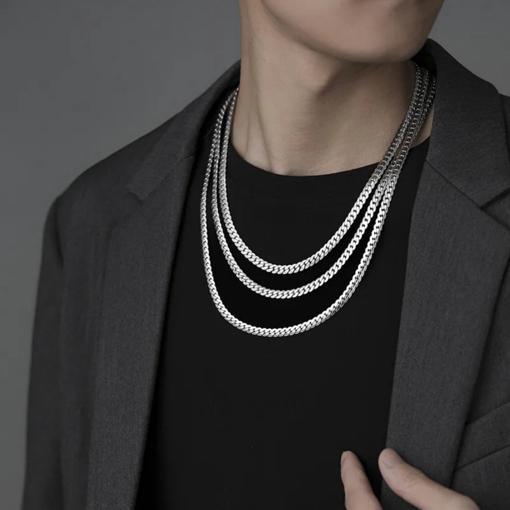 Hàng Có Sẵn Dây Chuyền Thép Titan Dập Nổi Họa Tiết Niche Hip Hop Thời Thượng Không Phai Màu Cho Nam