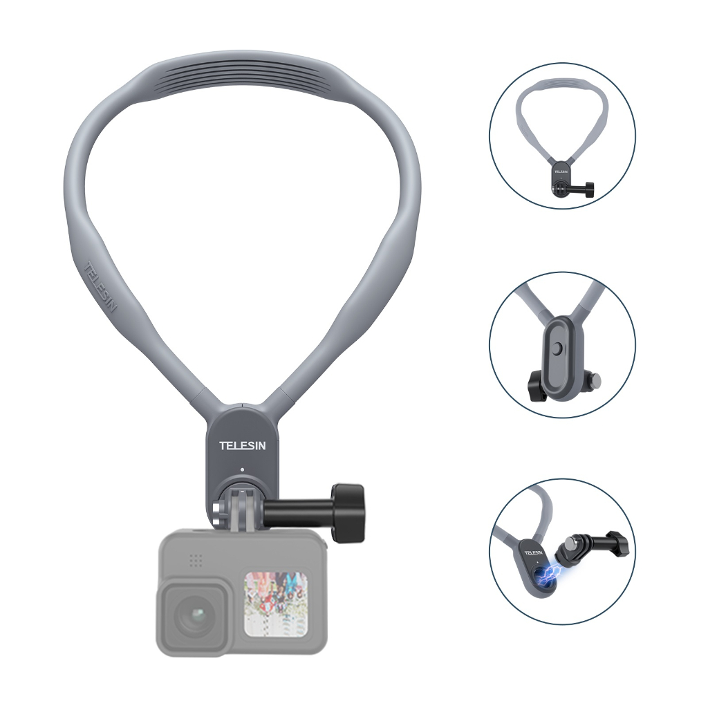 Telesin Ốp Điện Thoại Silicon Có Giá Đỡ Xoay 360 Độ Kèm Dây Đeo Cổ Cho Gopro 11 / 10 / 9 / 8 / 7 Insta360