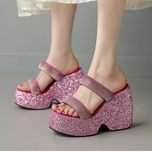 Giày Sandal Cao Gót 11cm Đế Xuồng Dày Dặn Phong Cách Thời Trang Hàn Quốc 2023 Có Size Lớn 33-43 Dành Cho Nữ