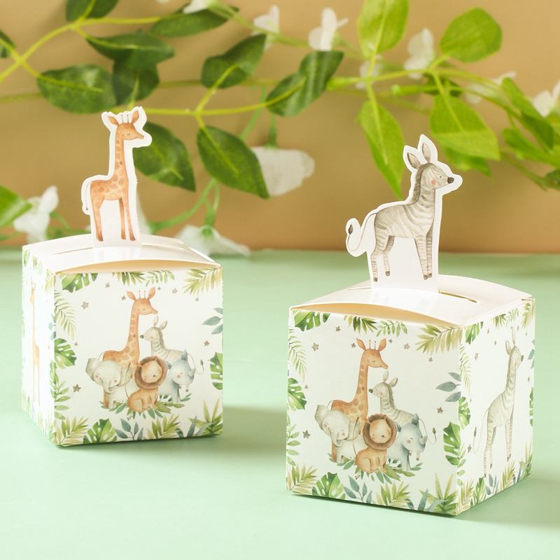 Set 24 Hộp Giấy Đựng Kẹo Hình Động Vật Trang Trí Tiệc Sinh Nhật Cho Bé