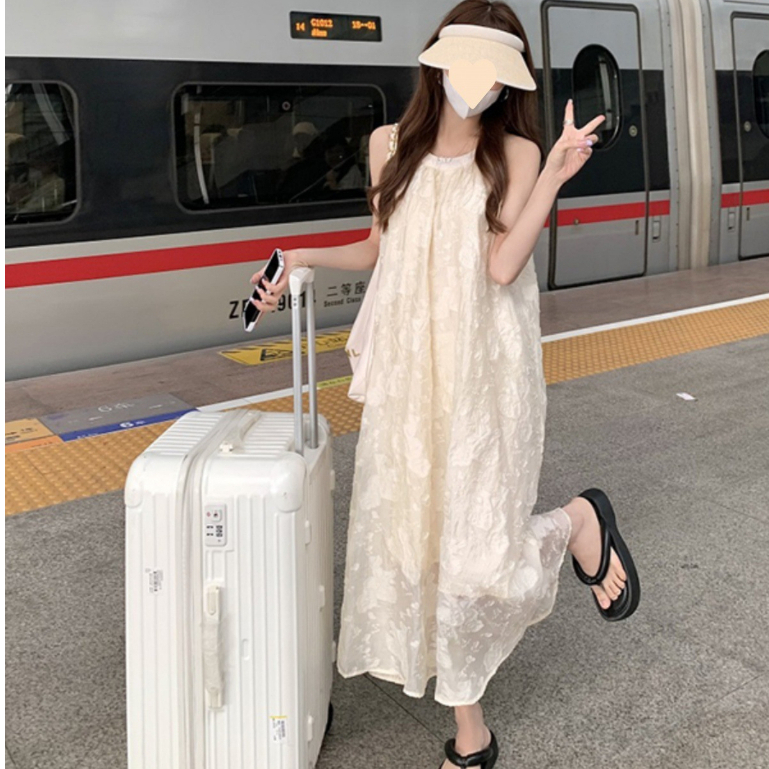 Đầm Dài Vừa Không Tay Phối Ren Phong Cách Thời Trang Mùa Hè 2023 Mới