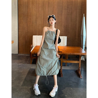 【JMWOMEN】Đầm Hai Dây Dáng Dài Phối Dây Rút Thời Trang Quyến Rũ Cho Nữ