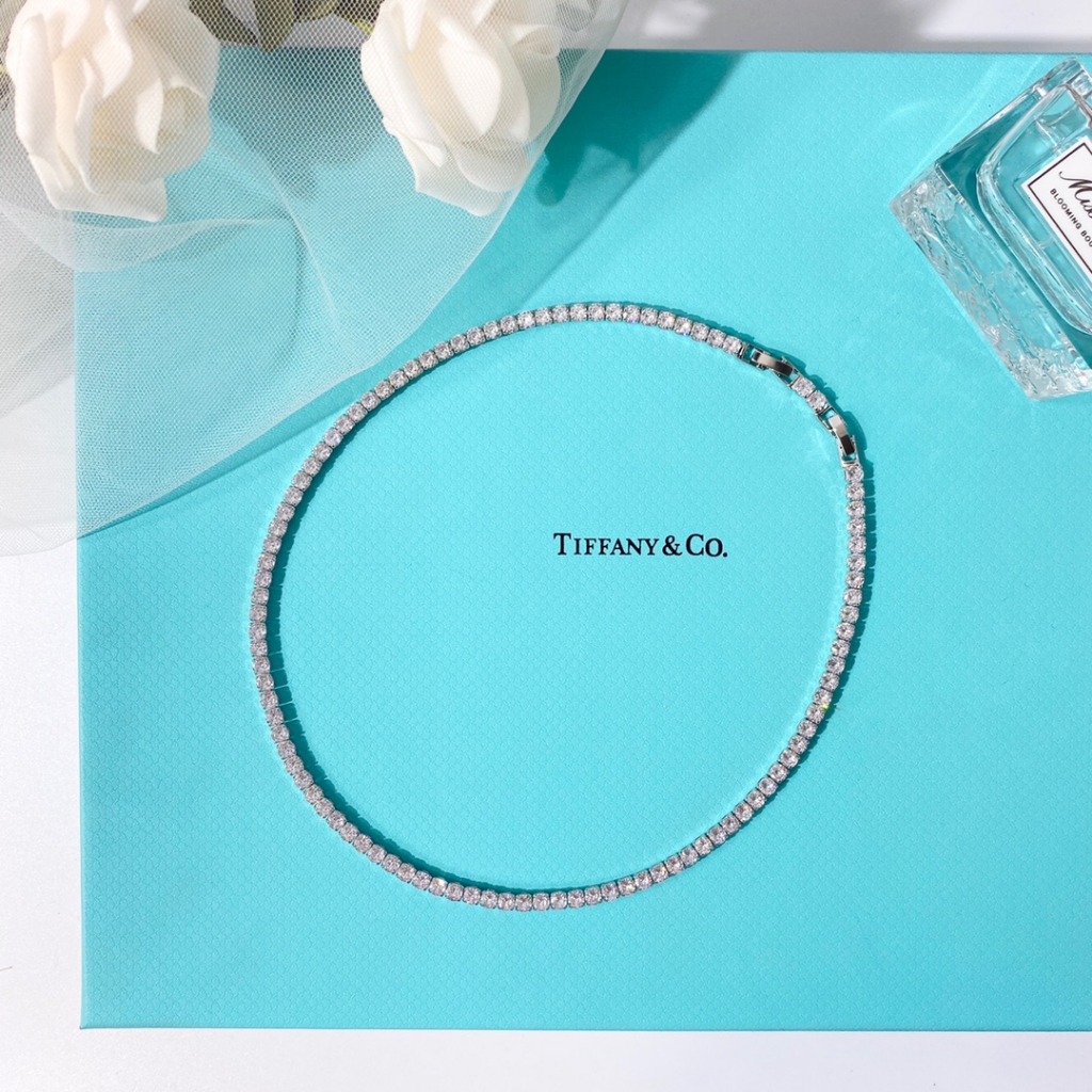 Zircon 4mm dây chuyền bạc S925 thời trang vàng choker vòng cổ nữ