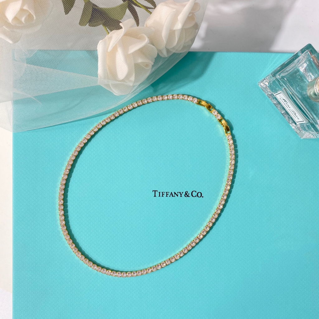 Zircon 4mm dây chuyền bạc S925 thời trang vàng choker vòng cổ nữ