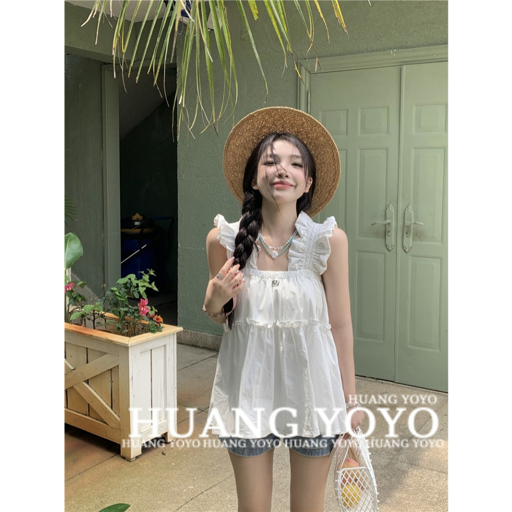 Áo Tank Top Hoạ Tiết Thêu Thiết Kế Dáng Rộng Thời Trang Mùa Hè Cho Phái Nữ