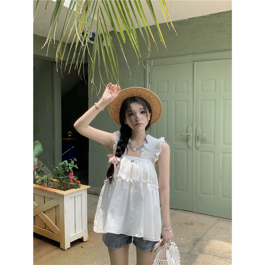 Áo Tank Top Hoạ Tiết Thêu Thiết Kế Dáng Rộng Thời Trang Mùa Hè Cho Phái Nữ