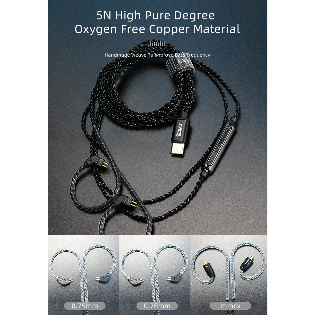 Dây Tai Nghe V6 Lõi Lúa Mì 0.75 / 0.78 type-c Chất Lượng Cao