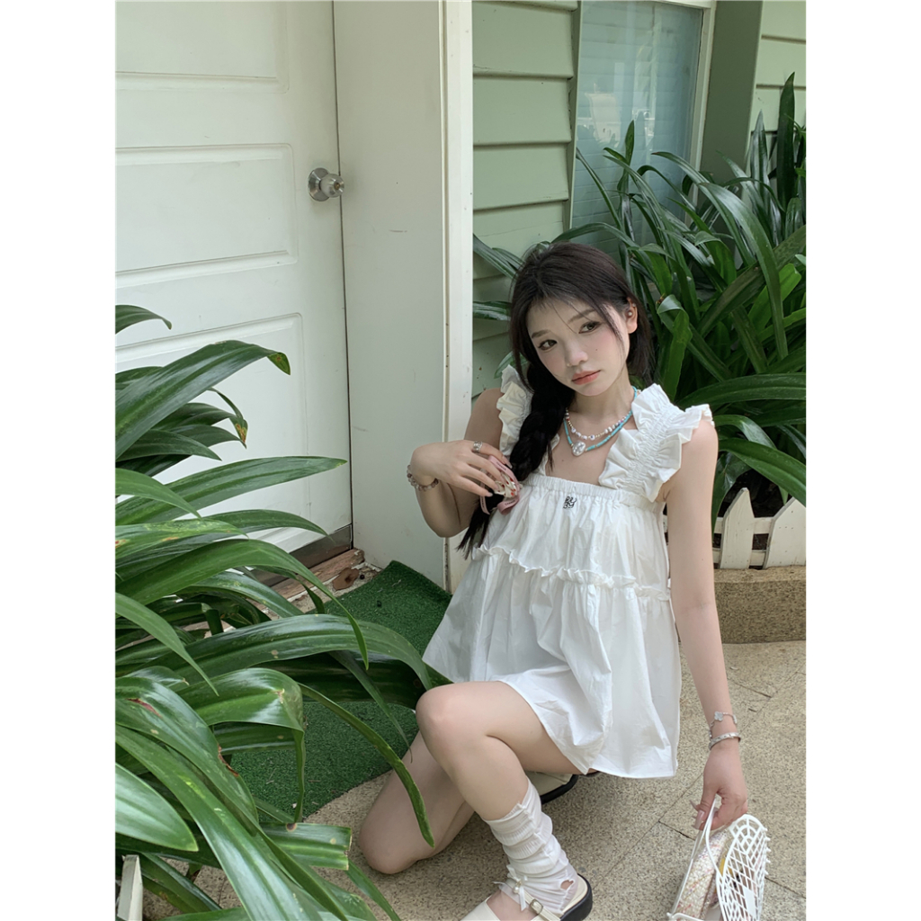 Áo Tank Top Hoạ Tiết Thêu Thiết Kế Dáng Rộng Thời Trang Mùa Hè Cho Phái Nữ