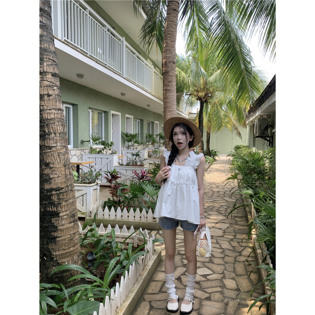 Áo Tank Top Hoạ Tiết Thêu Thiết Kế Dáng Rộng Thời Trang Mùa Hè Cho Phái Nữ