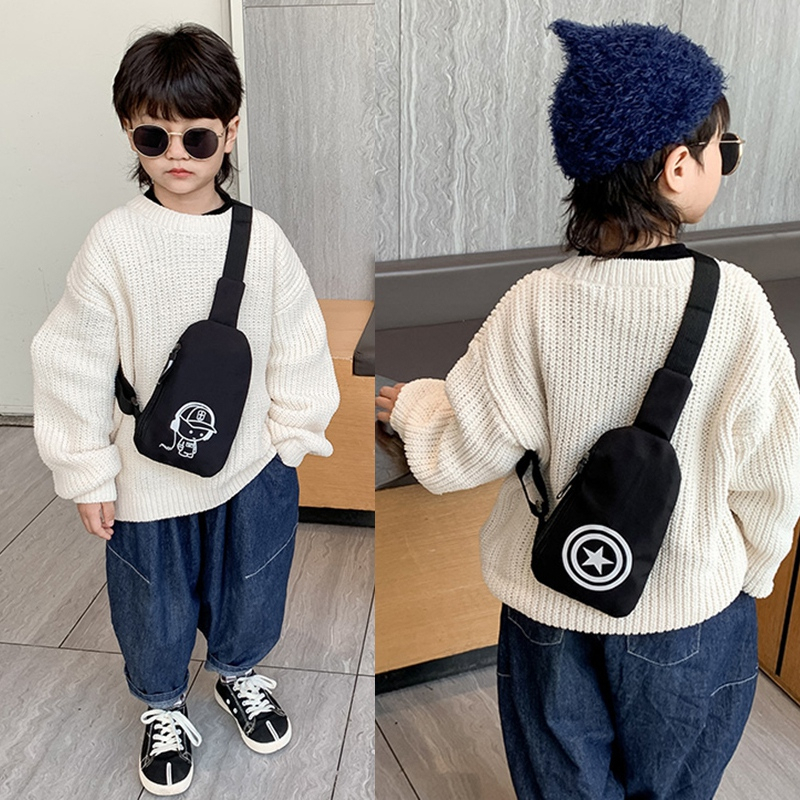 Túi Đeo Chéo Nhỏ Gọn Nhẹ In Họa Tiết Hoạt Hình Phong Cách Hàn Quốc Cho Bé