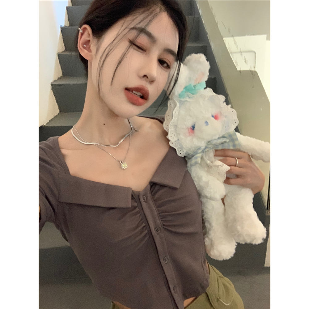 QADCOL Áo Thun Ngắn Tay Xếp Ly Lệch Tà Thời Trang Mùa Hè Cho Nữ