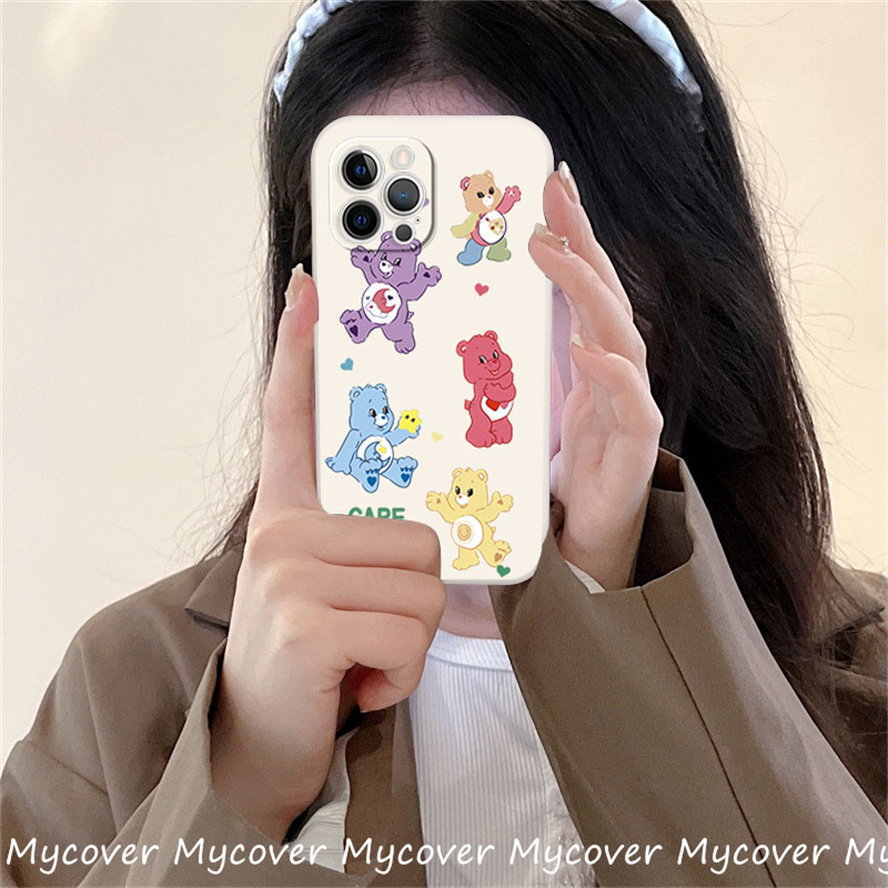 Ốp Điện Thoại Silicon Mềm In Hình Gấu Hoạt Hình Dễ Thương Cho iPhone 14 13 12 11 Pro Max X XR Xs Max 6 7 8 Plus