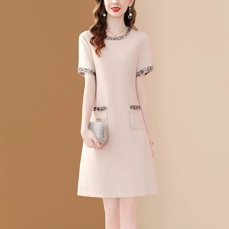 Đầm Chữ A Ngắn Tay Lưng Cao Thanh Lịch Thời Trang Mùa Hè Cho Nữ