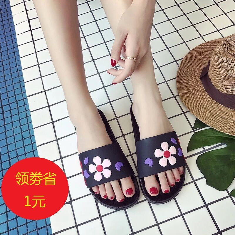 Dép Quai Ngang Đế Dày Chống Trượt In Họa Tiết Hoa Thời Trang Mùa Hè Xinh Xắn