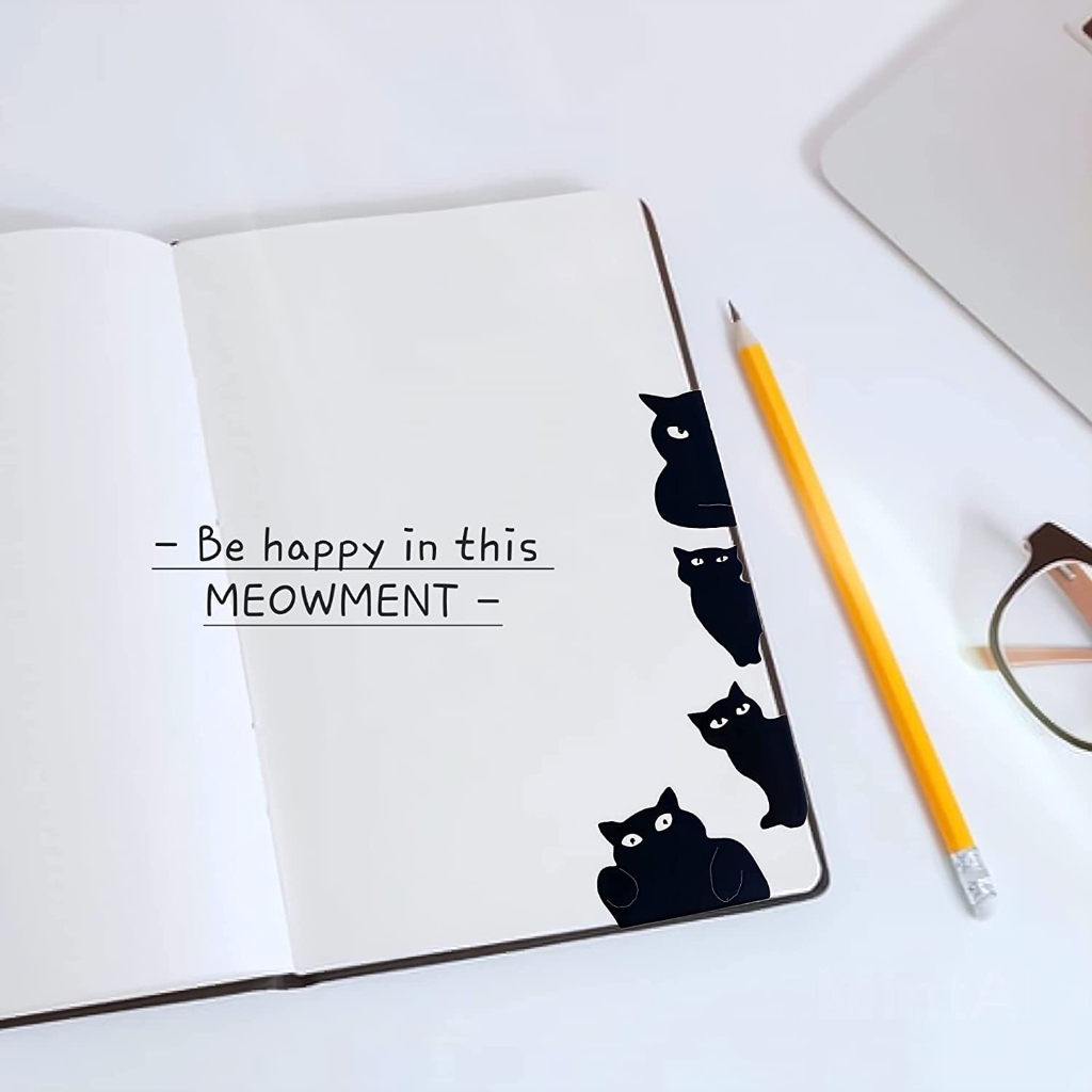Bộ 6 Kẹp Đánh Dấu Trang Sách Hình Mèo Đen Dễ Thương C7405