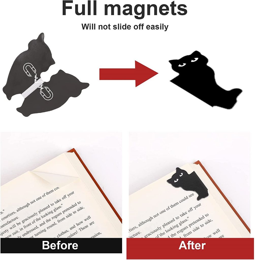 Bộ 6 Kẹp Đánh Dấu Trang Sách Hình Mèo Đen Dễ Thương C7405