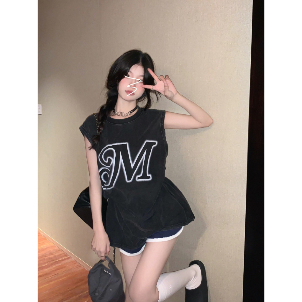 QKOOLE Áo Thun Nữ Cộc Tay Cổ Tròn Thời Trang hip hop