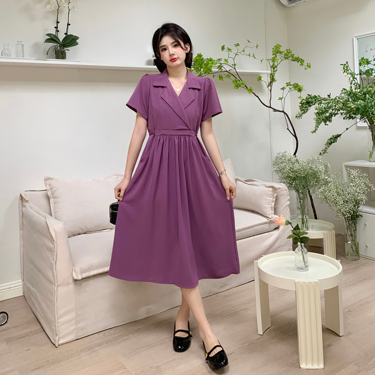 Đầm Cổ Vest Có Dây Thắt Eo Và Túi Hộp Thời Trang Dành Cho Nữ