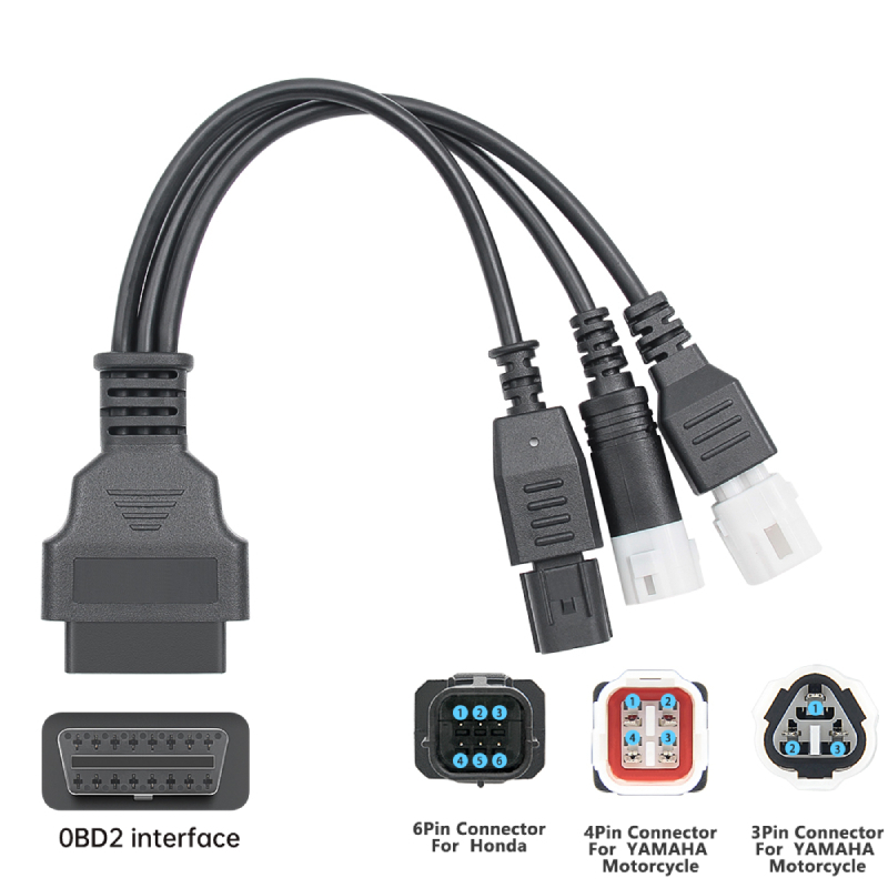 Dây Cáp Nối 3 Trong 1 obd2 6pin Cho honda yamaha y15 v2 y16 n-max x-max 3pin & 4pin Sang 16pin obd 2