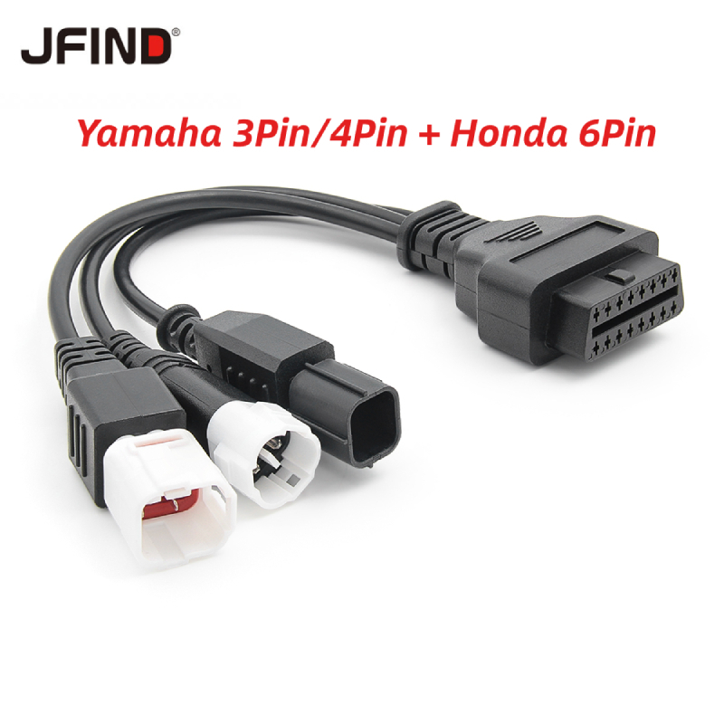 Cáp Nối OBD 2 Dài 3 Trong 1 Cho Xe Mô Tô Yamaha Moto 3PIN & 4PIN Và Honda 6PIN Sang 16PIN OBD 2