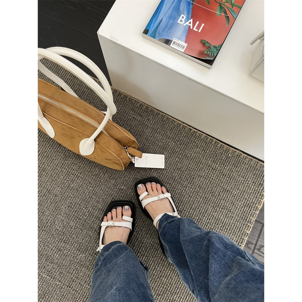 Giày Sandal Hở Ngón Đế Dày Mũi Vuông Phong Cách Hàn Quốc Thời Trang Xuân Hè Hàng Mới Dành Cho Bạn Nữ Mặc Ngoài Trời