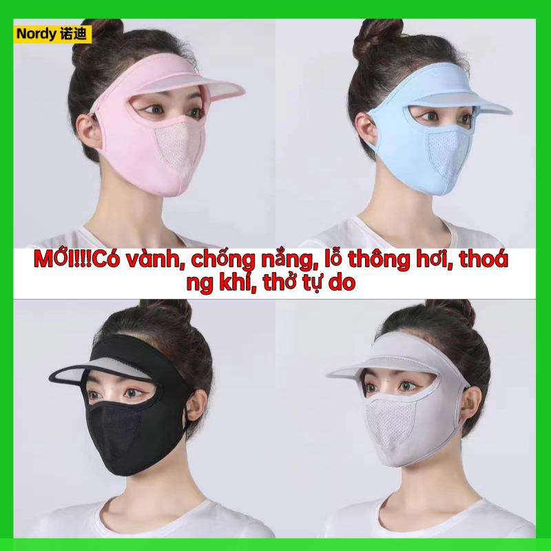 Mặt nạ chống nắng mặt nạ thở chống tia cực tím có mũ vành mặt nạ thở kiểu băng lụa thoáng khí che mặt
