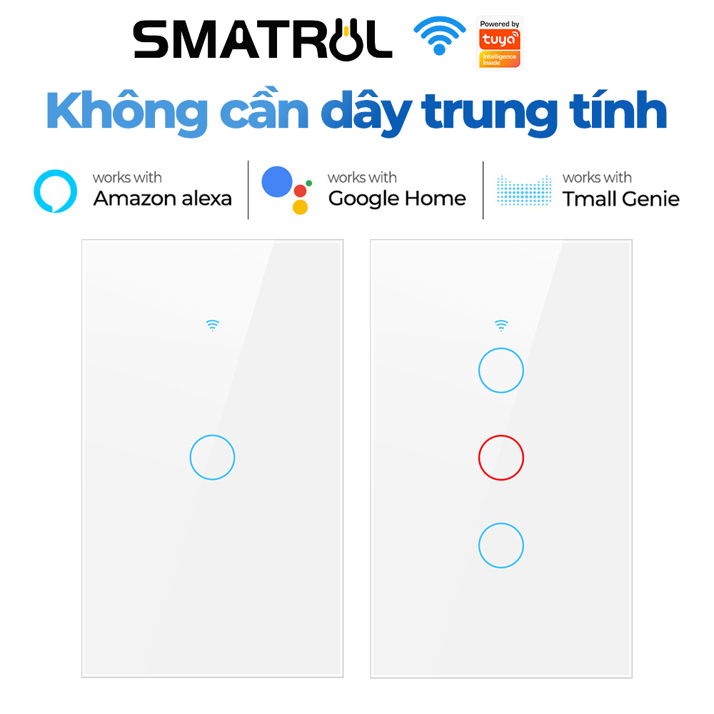 SMATRUL Công Tắc Cảm Ứng Thông Minh Wifi 110V 220V 1 / 2 / 3 Cho Hệ Thống Alexa Google Home